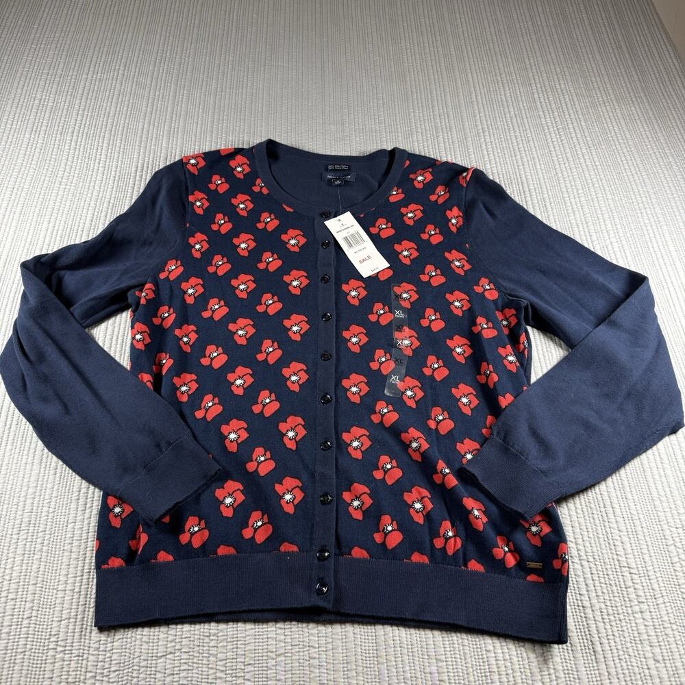 Tommy Hilfiger Cardigan Sweater Womens XL Floral Grandmacore Vintage Prep NWT